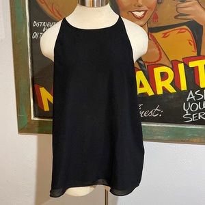 Banana Republic Semi Sheer Black Polyester Tank Top
